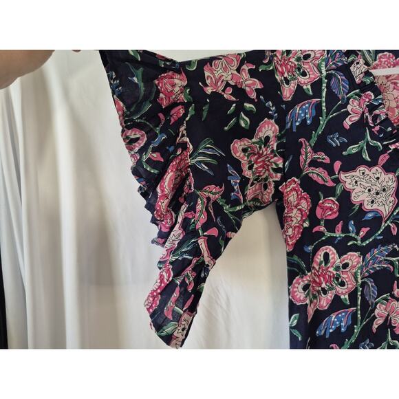 Fitzroy & Willa Womens Purple Blue Floral Flutter Sleeve Maxi Dress Small - Picture 5 of 7